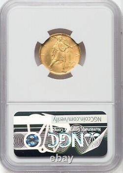 Italy 1932-r Yr. X 50 Lire Uncirculated Gold Coin, Ngc Certified Ms63