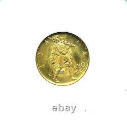 Italy 1932-r Yr. X 50 Lire Uncirculated Gold Coin, Ngc Certified Ms64