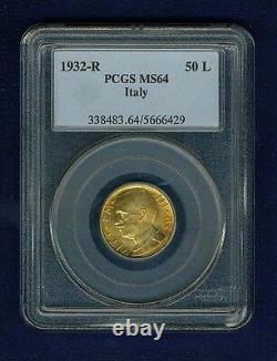Italy 1932-r Yr. X 50 Lire Uncirculated Gold Coin, Pcgs Certified Ms64