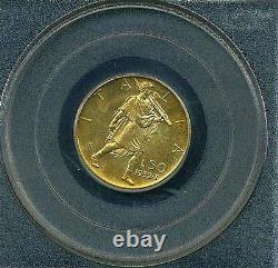 Italy 1932-r Yr. X 50 Lire Uncirculated Gold Coin, Pcgs Certified Ms64