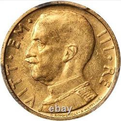 Italy 1933-r Yr. XI 50 Lire Uncirculated Gold Coin, Pcgs Certified Ms62