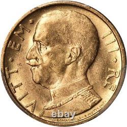 Italy 1933-r Yr. XI 50 Lire Uncirculated Gold Coin, Pcgs Certified Ms63