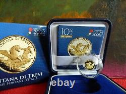 Italy, 2022, Fontana Di Trevi, 10 euro GOLD coin, Proof, ONLY 1500 PIECES