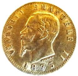 Italy 20 Lira gold coin 1875 KM#10.2 AGW. 1867 Oz. Fineness. 9000