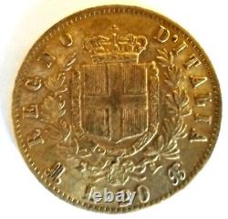 Italy 20 Lira gold coin 1875 KM#10.2 AGW. 1867 Oz. Fineness. 9000