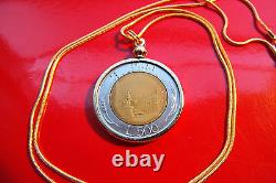Italy 500 Lire Classic Coin Pendant on an 18 18k Gold Filled Round Snake Chain