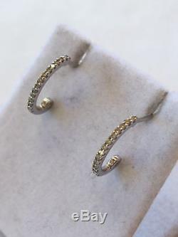 Italy 750 18k White Gold Pave Diamond half-hoop Earrings Roberto Coin-style