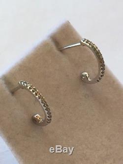 Italy 750 18k White Gold Pave Diamond half-hoop Earrings Roberto coin style