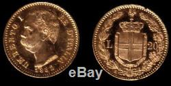 Italy A Lustrous Classic Gem Bu 1882 20 Lire & Near Gold Value King Umberto 1st