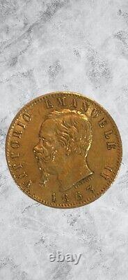 Italy Casa Savoia GOLD coin 20 Lire 1863 T BN Vittorio Emanuele II KM#10.1