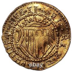 Italy, Coin, Philipp V of Spain, Gold, Scudo d'oro, Cagliari, 1702, Rare