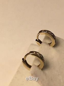 Italy Designer FB 585 Yellow Gold Diamond small hoop earrings pre- Roberto Coin