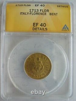 Italy-Florence 1713 Gold Florino ANACS EX-40 Details