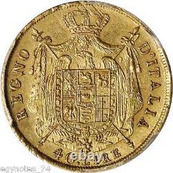 Italy France, Gold 40 Lire Napoleon 1814/4 M Pcgs Au 55 Over Date, Rare3