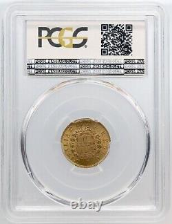 Italy, Gold 10 Lire 1863-t Bn Pcgs Ms 63, Rare21