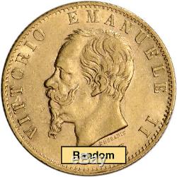 Italy Gold 20 Lire Vittorio Emanuele (. 1867 oz) XF/AU Random Date