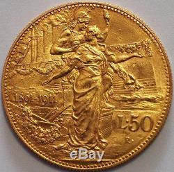 Italy Gold Coin. 50 Lire 1911. Vittorio Emanuele III KM# 54