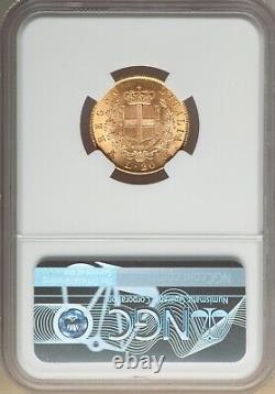 Italy Kingdom 1873-m-bn 20 Lire Gold Coin Choice Uncirculated Certified Ngc Ms64