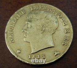 Italy Kingdom of Napoleon 1813M Gold 20 Lire XF Cleaned Napoleon I Key Date