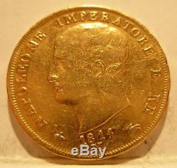 Italy Kingdom of Napoleon 1814M Gold 40 Lire XF AU