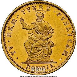 Italy Papal Sates 1834-b Doppia Gold Coin, Ngc Certified Uncirculated Details