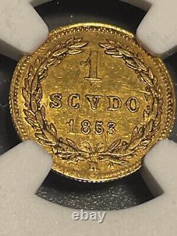 Italy Papal States 1853 R Gold Scudo NGC AU 55 Mintage 209 000 Rare certified