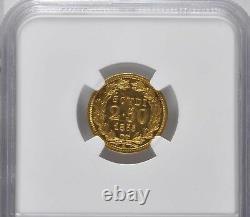 Italy Papal States 1855 2 1/2 Scudi Gold Coin Uncirculated Certified Ngc Ms62