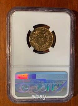 Italy Papal States 1866 20 Lire Gold Coin Almost Uncirculated Ngc Certified Au58