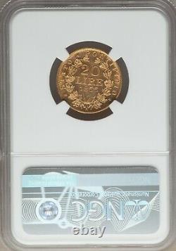 Italy Papal States 1866 20 Lire Gold Coin Choice Uncirculated Certified Ngc Ms64