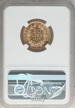 Italy Papal States 1866 20 Lire Gold Coin Choice Uncirculated Ngc Cert. Ms64+