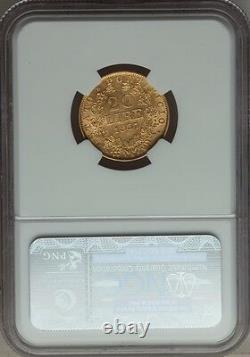 Italy Papal States 1867 20 Lire Gold Coin Almost Uncirculated Certified Ngc Au55