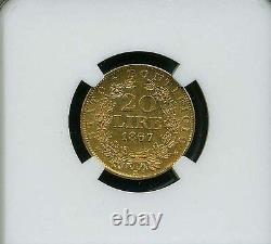Italy Papal States 1867 20 Lire Gold Coin Almost Uncirculated Certified Ngc Au58