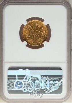 Italy Papal States 1867 XXII 20 Lire Gold Coin, Uncirculated Ngc Certified Ms61