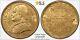 Italy Papal States 1867-r 20 Lire Gold Coin, Uncirculated Pcgs Certified Ms63