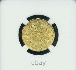 Italy Papal States 1868 20 Lire Gold Coin Almost Uncirculated Certified Ngc Au55