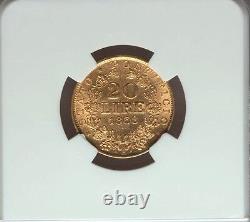 Italy Papal States 1868 20 Lire Gold Coin Almost Uncirculated Certified Ngc Au58