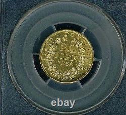 Italy Papal States 1868 20 Lire Gold Coin Almost Uncirculated Certifiedpcgs Au58