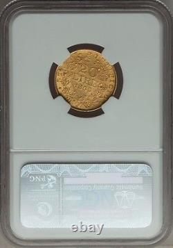 Italy Papal States 1869 20 Lire Gold Coin Almost Uncirculated Certified Ngc Au53