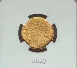 Italy Papal States 1869 20 Lire Gold Coin Almost Uncirculated Certified Ngc Au53