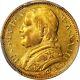 Italy Papal States 1869 20 Lire Gold Coin Almost Uncirculated Pcgscertified Au58