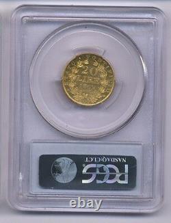 Italy Papal States 1869 20 Lire Gold Coin Almost Uncirculated Pcgscertified Au58