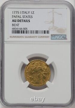 Italy Papal States, Gold Pius VI Zecchino Anno I (1775) Ngc Au D, Rare11