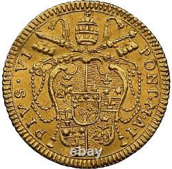 Italy Papal States, Gold Pius VI Zecchino Anno I (1775) Ngc Au D, Rare11