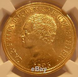 Italy Sardinia 1825 L Eagle Gold 80 Lire NGC AU-58 Carlo Felice