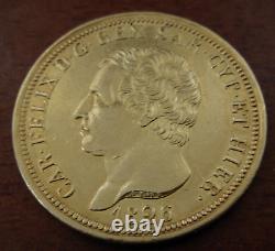 Italy Sardinia 1826 L Gold 80 Lire AU Carlo Felice