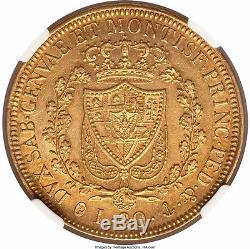 Italy Sardinia 1829 anchor P gold 80 lire NGC AU -50