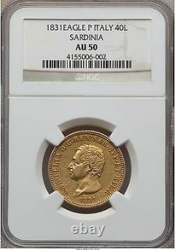 Italy Sardinia 1831 40 lire NGC AU-50