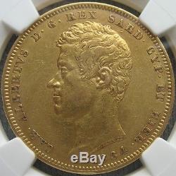 Italy-Sardinia 1834 EAGLE P Gold 100 Lire NGC XF-45