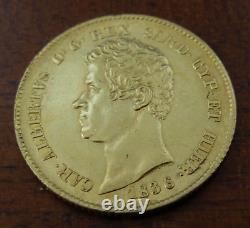 Italy Sardinia 1834 P Anchor Gold 20 Lire UNC Carlo Alberto (MK14)