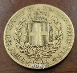 Italy Sardinia 1834 P Eagle Head Gold 20 Lire XF Carlo Alberto